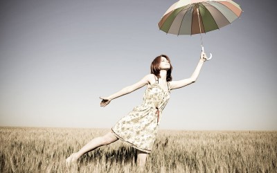 umbrellas in the wind