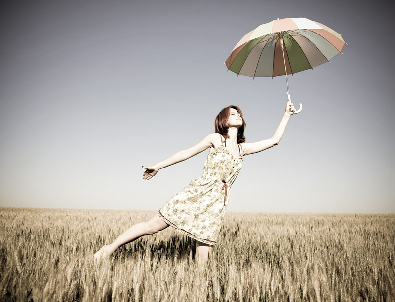 umbrellas in the wind
